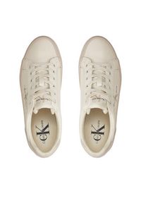Calvin Klein Jeans Sneakersy Vulc Flatform Laceup Lth YW0YW01474 Écru #5