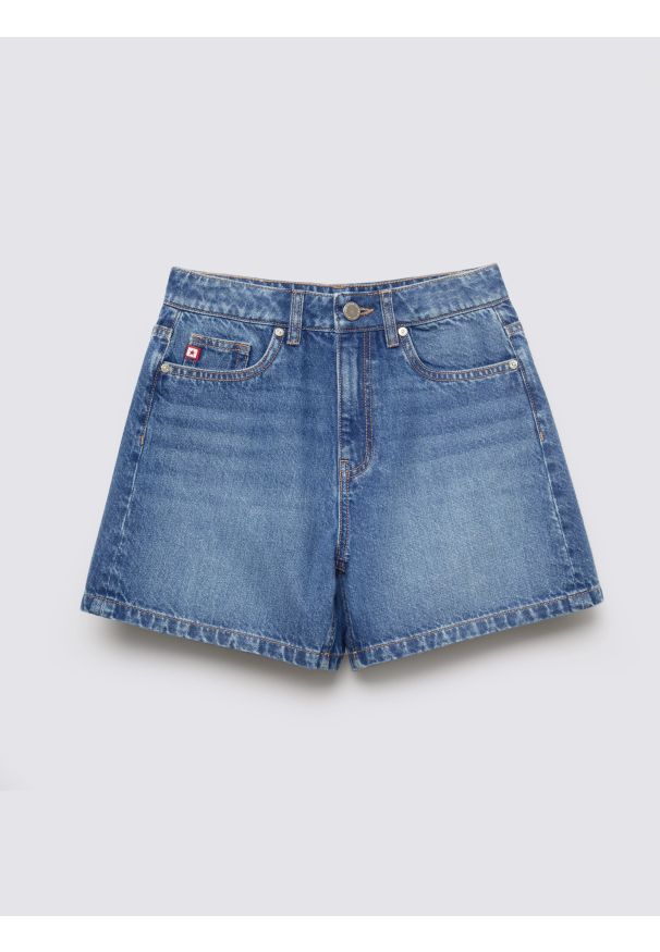 Big-Star - Szorty dziewczęce jeansowe granatowe Rue 542. Okazja: na co dzień. Stan: podwyższony. Kolor: niebieski. Materiał: jeans. Sezon: lato. Styl: casual, vintage, klasyczny, elegancki