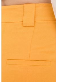 Patrizia Pepe spodnie lniane damskie kolor żółty szerokie high waist. Stan: podwyższony. Kolor: żółty. Materiał: len #4