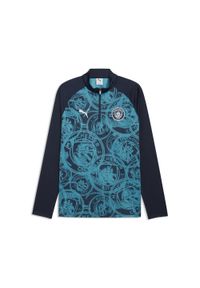 Puma - Męska koszulka na rozgrzewkę Manchester City z zamkiem 1/4 PUMA. Kolor: niebieski. Sport: bieganie #1