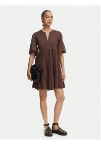 Weekend Max Mara Sukienka codzienna Saggina 2615621042 Brązowy ciemny Regular Fit. Okazja: na co dzień. Kolor: brązowy. Materiał: bawełna. Typ sukienki: proste. Styl: casual #3