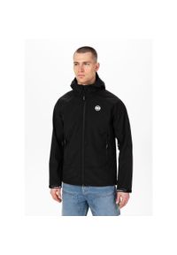 PITBULL - Kurtka męska Pitbull z kapturem Softshell Rockfish II. Typ kołnierza: kaptur. Kolor: czarny. Materiał: softshell