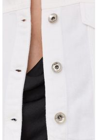 Patrizia Pepe kurtka jeansowa damska kolor biały przejściowa. Okazja: na co dzień. Kolor: biały. Materiał: jeans. Wzór: gładki. Styl: casual #2