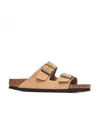 Klapki męskie Birkenstock Arizona Leve. Kolor: wielokolorowy, beżowy, brązowy. Materiał: skóra. Szerokość cholewki: normalna. Sport: turystyka piesza