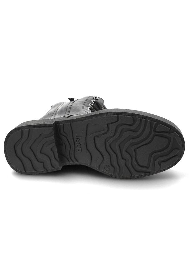 Czarne Botki Jeep Stylowe Obuwie Damskie. Okazja: na co dzień. Zapięcie: sznurówki. Kolor: czarny. Materiał: skóra ekologiczna, guma. Sezon: lato. Styl: elegancki