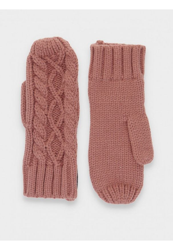 outhorn - Rękawiczki jednopalczaste uniseks - różowe. Kolor: różowy. Materiał: dzianina, akryl. Wzór: ze splotem. Sezon: zima