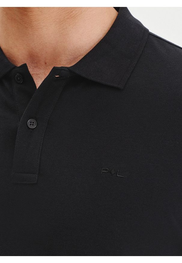 Pako Lorente - PAKO LORENTE - Czarny gładki t-shirt polo. Okazja: na co dzień. Typ kołnierza: polo. Kolor: niebieski, biały, czarny. Materiał: bawełna. Wzór: gładki. Styl: casual