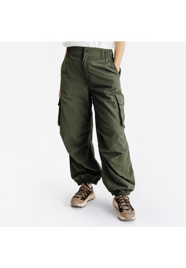 Decathlon - Spodnie cargo damskie Lifetech. Kolor: wielokolorowy, zielony, brązowy. Materiał: poliamid, materiał. Długość: długie