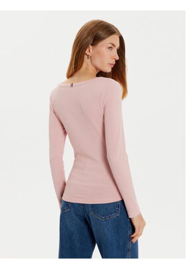 TOMMY HILFIGER - Tommy Hilfiger Bluzka WW0WW38869 Różowy Slim Fit. Kolor: różowy. Materiał: wiskoza