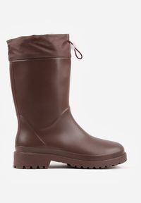 Renee - Brązowe Kalosze ze Ściągaczami przy Cholewce Bastotus. Okazja: na co dzień. Kolor: brązowy. Szerokość cholewki: normalna. Styl: casual #7