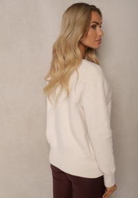 Renee - Beżowy Casualowy Sweter z Dodatkiem Kaszmiru Salielis. Okazja: na co dzień. Kolor: beżowy. Materiał: kaszmir. Styl: casual #3