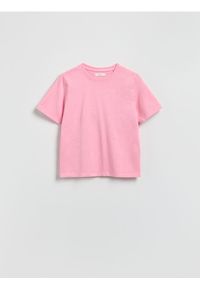 Reserved - T-shirt z efektem sprania - pastelowy róż. Kolor: różowy. Materiał: bawełna, dzianina