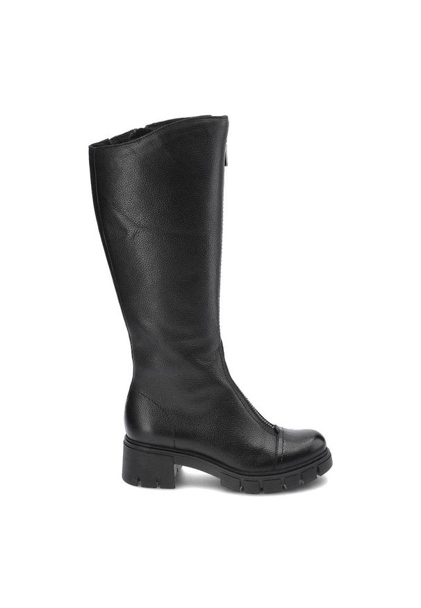 Czarne Kozaki Simen Damskie Eleganckie Buty Zimowe. Okazja: na co dzień. Kolor: czarny. Materiał: skóra. Szerokość cholewki: normalna. Sezon: zima. Styl: elegancki