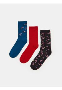 Sinsay - Skarpetki świąteczne 3 pack - wielobarwny. Wzór: aplikacja #1