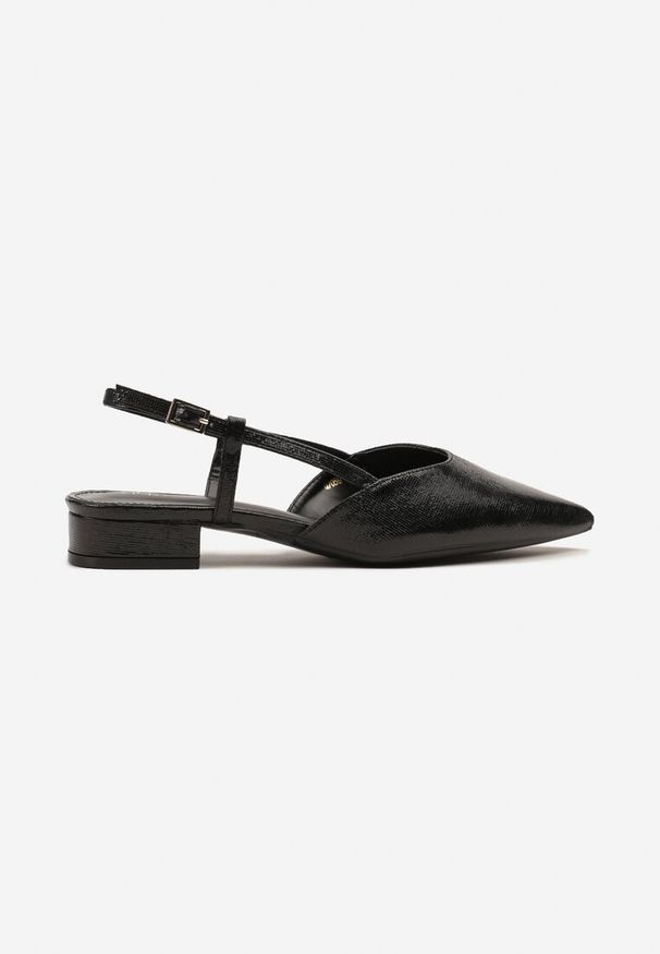 Renee - Czarne Sandały Vices Typu Slingback Nilessea. Okazja: na spotkanie biznesowe. Nosek buta: szpiczasty. Zapięcie: sprzączka. Kolor: czarny. Sezon: lato. Obcas: na obcasie. Styl: elegancki, biznesowy, klasyczny. Wysokość obcasa: niski