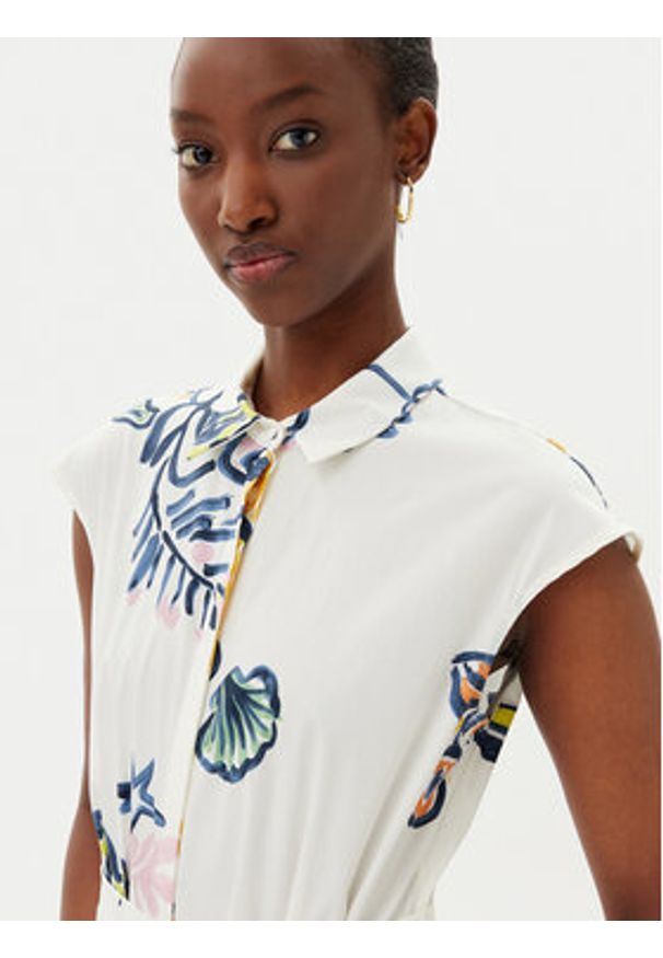 Marella Sukienka koszulowa Pier 2513221372200 Biały Regular Fit. Kolor: biały. Materiał: bawełna. Typ sukienki: koszulowe