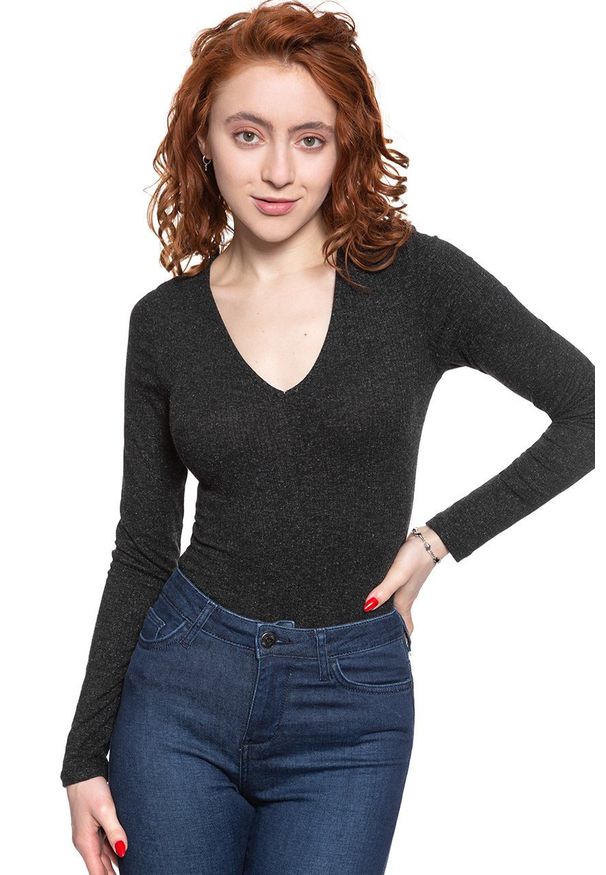 Lee - DAMSKI SWETER LEE V-NECK BODY BLACK L41QWD01 112109140