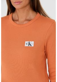 Calvin Klein - CALVIN KLEIN Pomarańczowy longsleeve. Kolor: pomarańczowy. Długość rękawa: długi rękaw