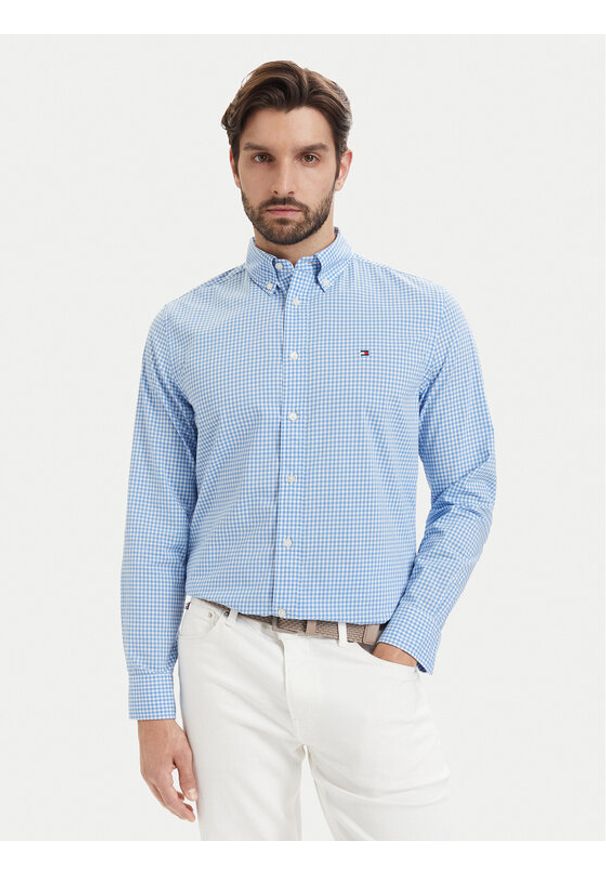 TOMMY HILFIGER - Tommy Hilfiger Koszula Poplin MW0MW43319 Niebieski Regular Fit. Kolor: niebieski. Materiał: bawełna