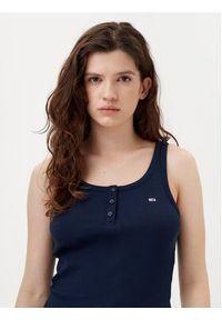 Tommy Jeans Top DW0DW19492 Granatowy Slim Fit. Kolor: niebieski. Materiał: bawełna
