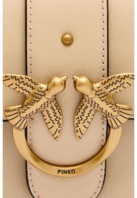 Pinko - PINKO Beżowa kopertówka Love One Mini Slouchy FL Vitello Morbido. Kolor: beżowy. Materiał: skórzane. Styl: casual, elegancki #5