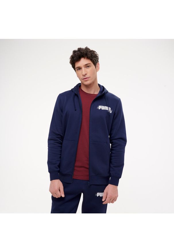 Bluza z kapturem męska Puma Gym & Pilates. Typ kołnierza: kaptur. Kolor: niebieski. Materiał: materiał, bawełna. Sport: joga i pilates