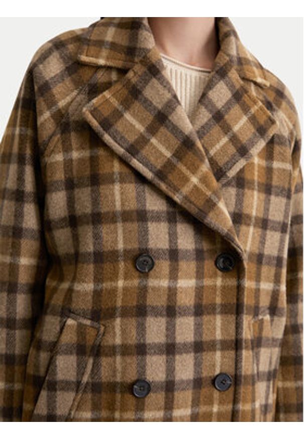 Marc O'Polo Płaszcz wełniany 508 0183 71151 Brązowy Relaxed Fit. Typ kołnierza: polo. Kolor: brązowy. Materiał: wełna