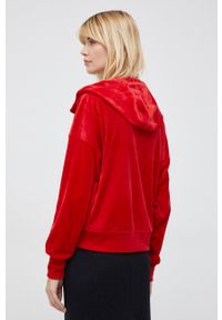 DKNY - Dkny bluza damska kolor czerwony z kapturem z aplikacją. Typ kołnierza: kaptur. Kolor: czerwony. Wzór: aplikacja #3