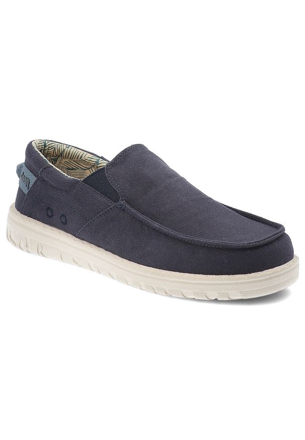 Granatowe Półbuty Jeep Stylowe Wsuwane Obuwie Męskie. Okazja: na co dzień, na spacer. Zapięcie: bez zapięcia. Kolor: niebieski. Materiał: guma, jeans. Sezon: lato. Styl: elegancki