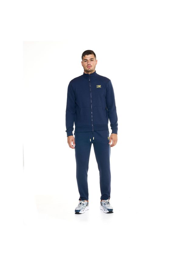 LEONE 1947 APPAREL - Welcome Back Męski dres ze stójką i zamkiem błyskawicznym na całej długości. Kolor: niebieski. Materiał: dresówka. Sport: fitness