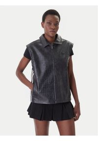 Adidas - adidas Kamizelka Pleather KE5033 Czarny Oversize. Kolor: czarny. Materiał: skóra #1