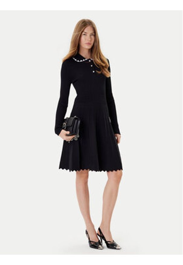 Pinko - PINKO Sukienka dzianinowa Nisida 105422 A2PT Czarny Regular Fit. Kolor: czarny. Materiał: syntetyk