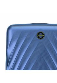 Wittchen - Duża walizka z polikarbonu w ukośny wzór. Kolor: niebieski. Materiał: guma #3