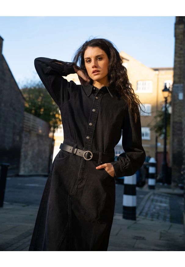 Lee - DAMSKA SUKIENKA LEE LONG SLEEVE DRESS DARK MEMORY 112370995. Długość rękawa: długi rękaw