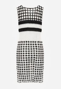 Renee - Biało-Czarna Ażurowa Sukienka z Bawełny bez Rękawów Cophalia. Okazja: na co dzień, na imprezę. Kolor: biały. Materiał: bawełna. Długość rękawa: bez rękawów. Wzór: ażurowy. Sezon: lato. Styl: elegancki, klasyczny, casual #2