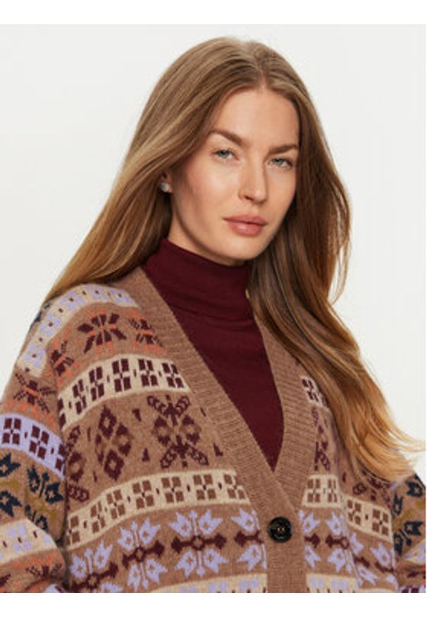 Weekend Max Mara Kardigan Eccelso 2425346062 Brązowy Relaxed Fit. Kolor: brązowy. Materiał: syntetyk, wełna