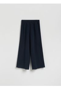 Reserved - Bawełniane spodnie z lampasami - granatowy. Kolor: niebieski. Materiał: bawełna #1