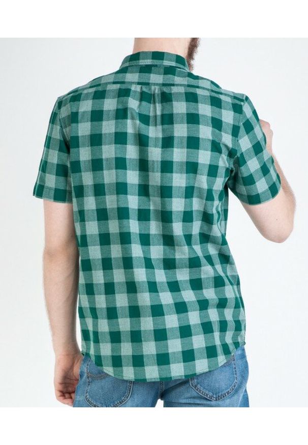 Lee - LEE BUTTON DOWN SS MĘSKA KOSZULA KRATA EVERGREEN L886GBEB 112123634. Typ kołnierza: button down