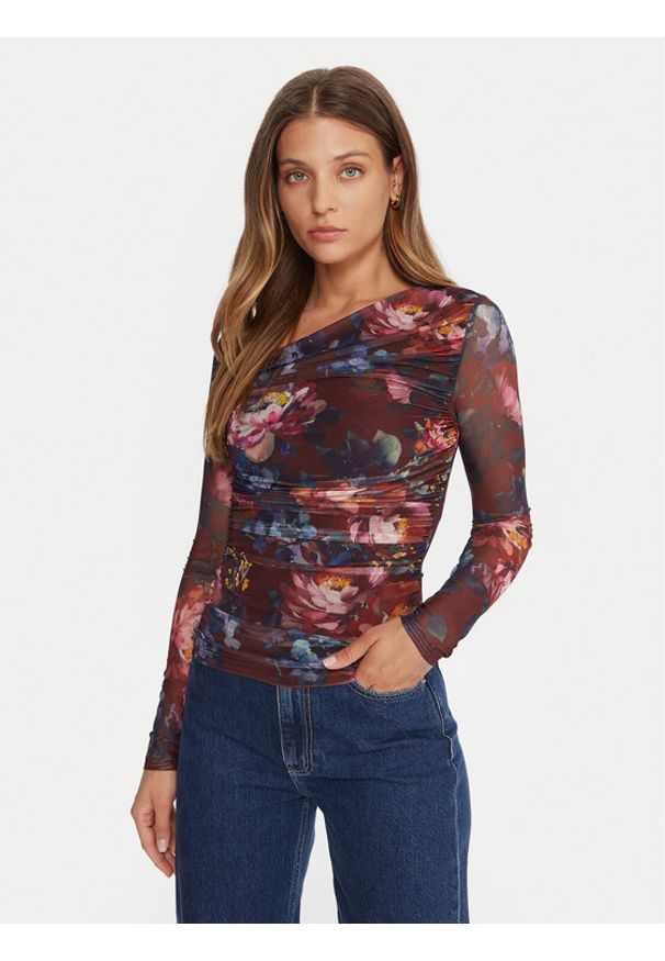 Guess Bluzka W5BP32 KCZC2 Kolorowy Slim Fit. Materiał: syntetyk. Wzór: kolorowy