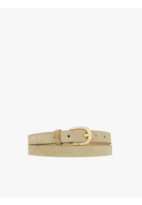 Ryłko - Beżowy pasek z skóry licowej i welurowej. Kolor: beżowy. Materiał: skóra #1