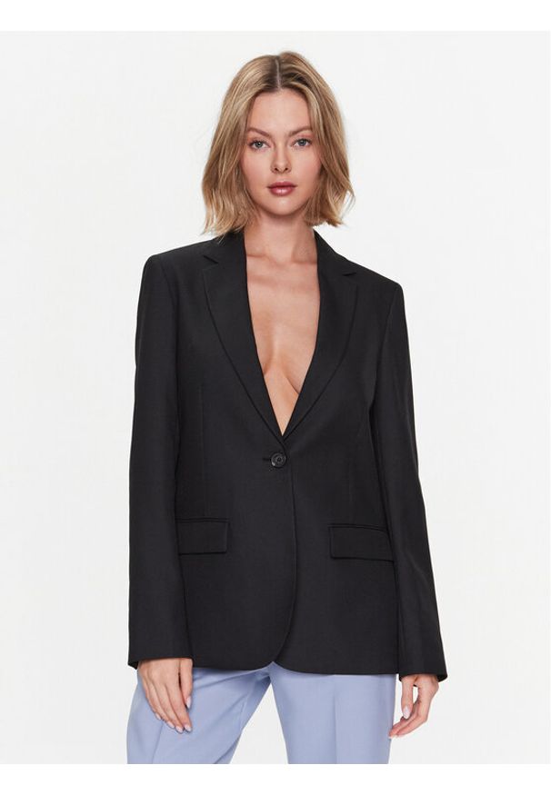 Calvin Klein Marynarka Essential Tailored K20K205187 Czarny Regular Fit. Kolor: czarny. Materiał: syntetyk, wiskoza