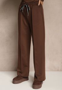 Renee - Brązowy Komplet Dresowy z Bawełny Zasuwana Bluza i Spodnie Teviora. Kolor: brązowy. Materiał: bawełna, dresówka #3