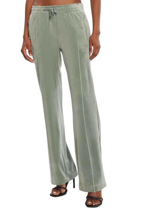 Juicy Couture - JUICY COUTURE Zielone damskie spodnie z cyrkoniami Tina, Rozmiar S. Kolor: zielony. Materiał: materiał