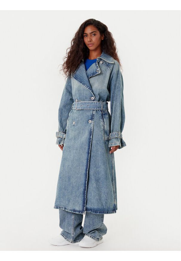 Hugo - HUGO Trencz Garena 50541545 Niebieski Oversize. Kolor: niebieski. Materiał: jeans