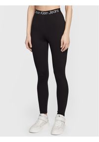 Calvin Klein Jeans Legginsy J20J220269 Czarny Slim Fit. Kolor: czarny. Materiał: syntetyk, wiskoza
