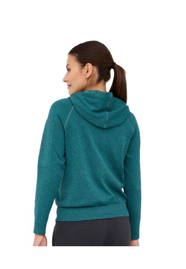Bluza damska wełniana z kapturem Brubeck OUTDOOR MERINO. Typ kołnierza: kaptur. Kolor: zielony. Materiał: wełna, poliamid, poliester, elastan. Sport: outdoor