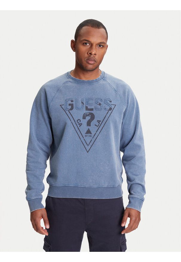 Guess Bluza M5YQ30 KCWR1 Niebieski Regular Fit. Kolor: niebieski. Materiał: bawełna