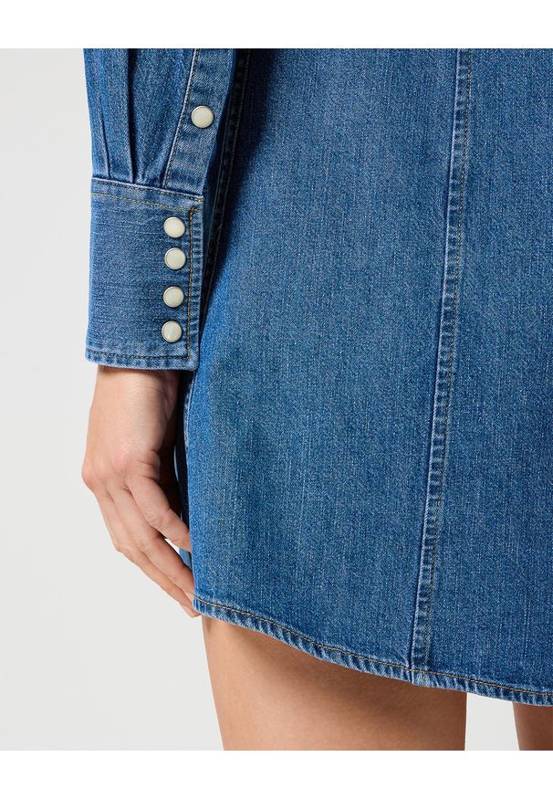 Wrangler - WRANGLER DAMSKA SUKIENKA JENSOWA REG DENIM DRESS 112356498 W9M7018373. Materiał: denim