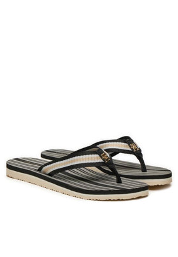 TOMMY HILFIGER - Tommy Hilfiger Japonki Im Th Print Beach Sandal FW0FW08370 Czarny. Kolor: czarny. Materiał: materiał. Wzór: nadruk