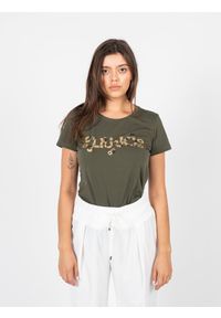 Liu Jo T-Shirt | TA3197 J5003 | Kobieta | Khaki. Okazja: na co dzień. Kolor: brązowy. Materiał: elastan, bawełna. Długość: długie. Wzór: nadruk. Styl: casual, klasyczny, elegancki #4